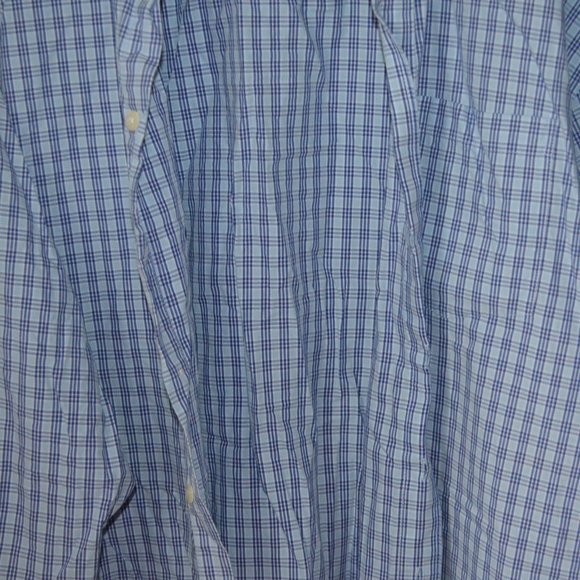 IZOD Men's 4XL Blue Plaid Button Down Shirt - Picture 2 of 5